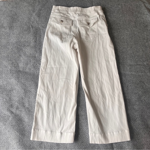 SPANX 20312R Stretch Twill Cropped Wide Leg White Khaki pull on Pants medium - Picture 6 of 7